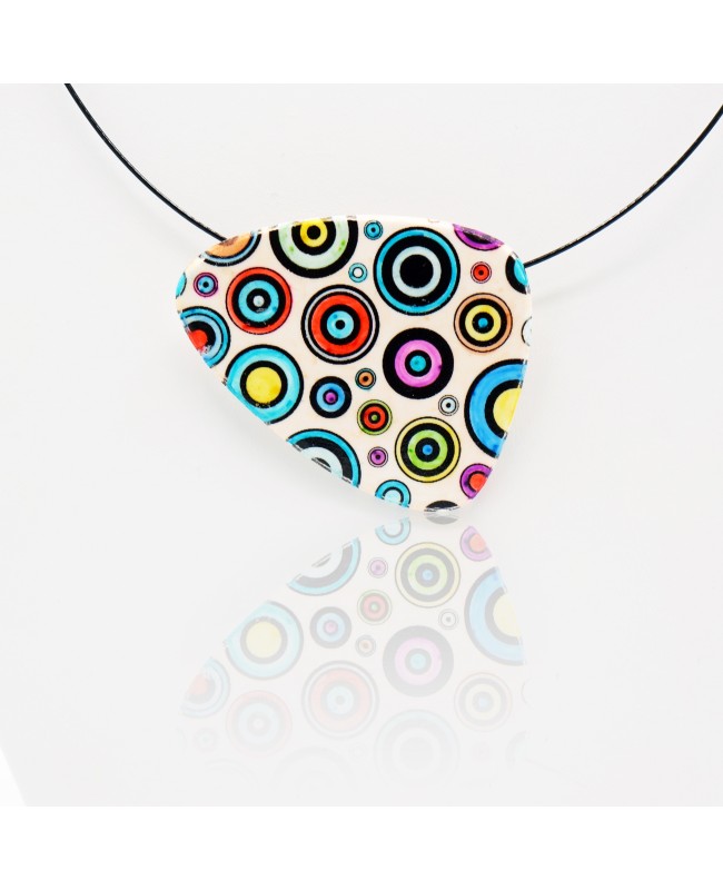 Choker Pendant Necklace with Multicolored Circles Polymer clay pendants