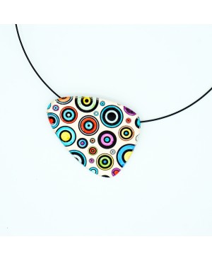 Choker Pendant Necklace with Multicolored Circles Polymer clay pendants