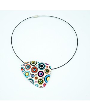Choker Pendant Necklace with Multicolored Circles Polymer clay pendants