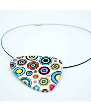 Choker Pendant Necklace with Multicolored Circles Polymer clay pendants