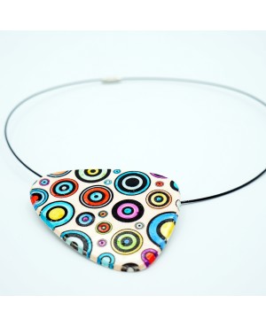 Choker Pendant Necklace with Multicolored Circles Polymer clay pendants