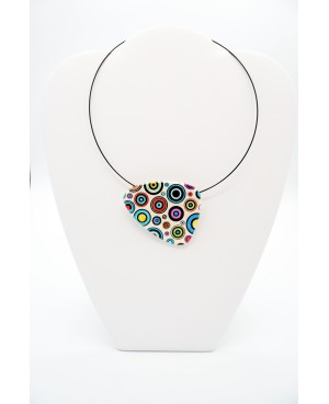 Choker Pendant Necklace with Multicolored Circles Polymer clay pendants