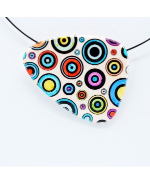 Choker Pendant Necklace with Multicolored Circles Polymer clay pendants