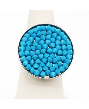 Grande bague turquoise avec toupies en cristal de Swarovski Bagues fantaisie en perles, cristal et résine