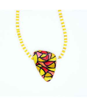Yellow, Red, and White Stained Glass Choker Necklace Choker necklaces