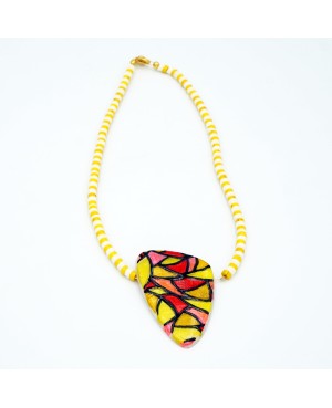 Yellow, Red, and White Stained Glass Choker Necklace Choker necklaces