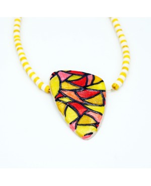 Yellow, Red, and White Stained Glass Choker Necklace Choker necklaces