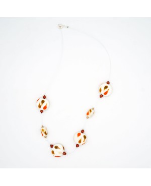 White, Orange and Brown Fashion Necklace Mid-length necklaces