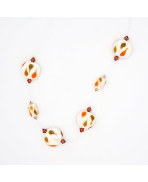 White, Orange and Brown Fashion Necklace Mid-length necklaces