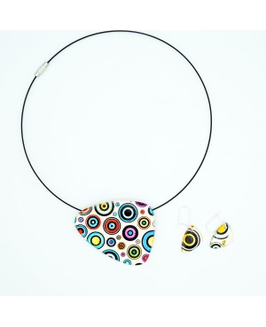 Fashion jewelry set with necklace and multicolored circle earrings Matching sets
