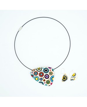 Parure fantaisie collier et boucles d'oreilles cercles multicolores Parures