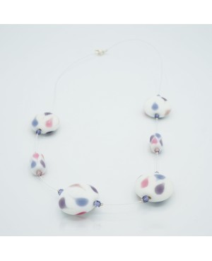 Costume necklace in white, blue, and pink Mid-length necklaces