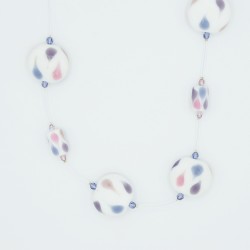 Fancy necklace in white, blue, and pink