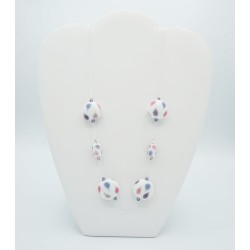 Fancy necklace in white, blue, and pink
