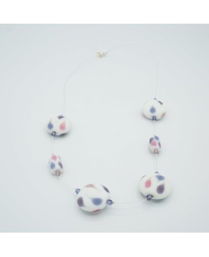 Costume necklace in white, blue, and pink Mid-length necklaces