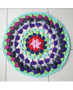 Round and Openwork Multicolored Rug Crochet rug
