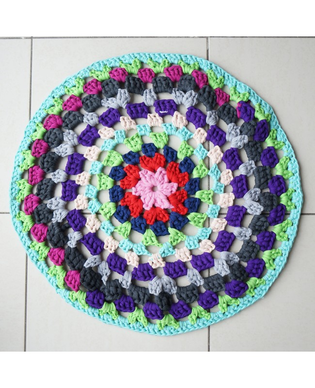 Round and Openwork Multicolored Rug