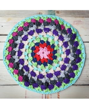Round and Openwork Multicolored Rug Crochet rug
