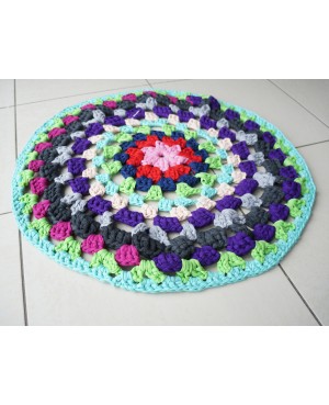 Round and Openwork Multicolored Rug Crochet rug