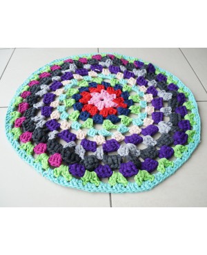 Round and Openwork Multicolored Rug Crochet rug