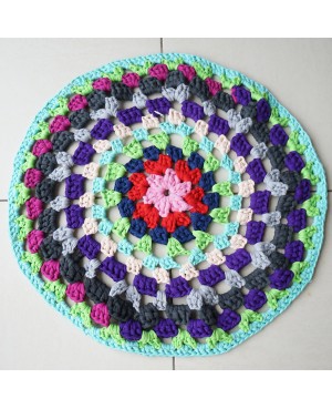 Round and Openwork Multicolored Rug Crochet rug