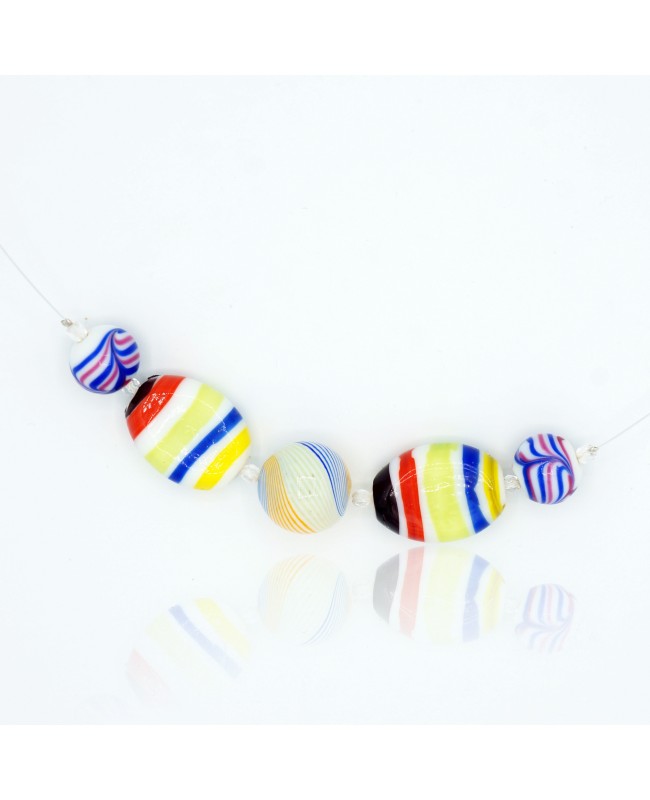 Fancy necklace with multicolored glass beads