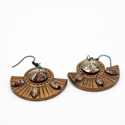Inca-style bronze and red earrings