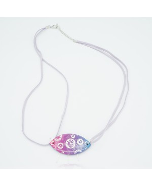 Purple necklace, clocks and antennas Mid-length necklaces