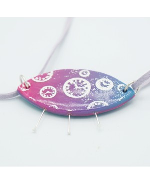 Purple necklace, clocks and antennas Mid-length necklaces
