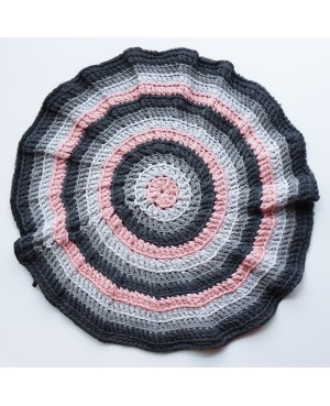 Tapis rond gris et rose - Coton recyclé Tapis au crochet