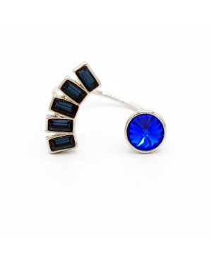Blue and silver fashion ring Bead and Swarovski crystal rings
