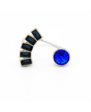 Blue and silver fashion ring Bead and Swarovski crystal rings