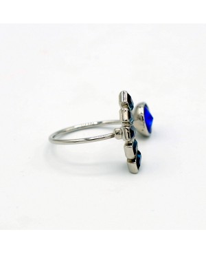 Blue and silver fashion ring Bead and Swarovski crystal rings