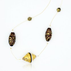 Gold and brown mid-length necklace