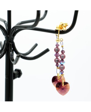 Boucles d'oreilles "coeur" vieux rose support doré Boucles d'oreilles coeur