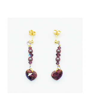 Boucles d'oreilles "coeur" vieux rose support doré Boucles d'oreilles coeur