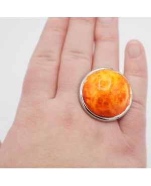 Large round orange costume ring Quirky and polymer clay rings