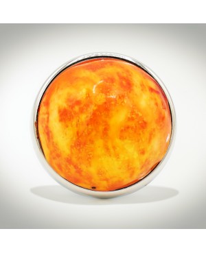 Large round orange costume ring Quirky and polymer clay rings