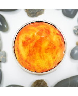 Large round orange costume ring Quirky and polymer clay rings