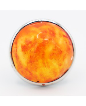 Large round orange costume ring Quirky and polymer clay rings