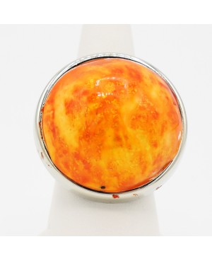 Large round orange costume ring Quirky and polymer clay rings