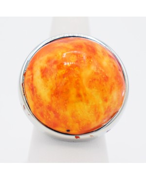 Large round orange costume ring Quirky and polymer clay rings