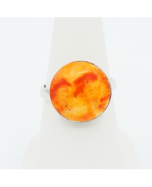 Small round orange costume ring Quirky and polymer clay rings