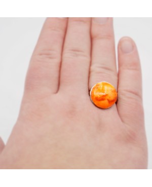Small round orange costume ring Quirky and polymer clay rings