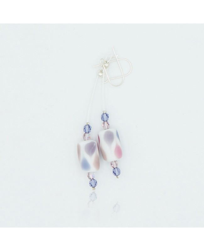 White, blue, and pink fashion earrings Crystal and beaded earrings