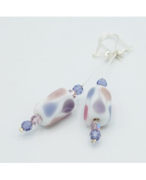White, blue, and pink fashion earrings Crystal and beaded earrings