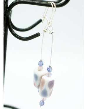 White, blue, and pink fashion earrings Crystal and beaded earrings