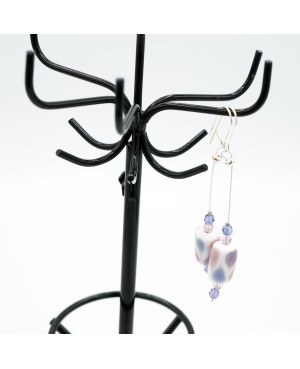 White, blue, and pink fashion earrings Crystal and beaded earrings