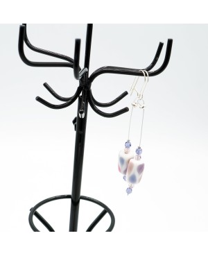 White, blue, and pink fashion earrings Crystal and beaded earrings