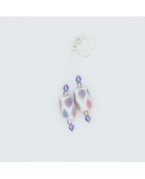 White, blue, and pink fashion earrings Crystal and beaded earrings